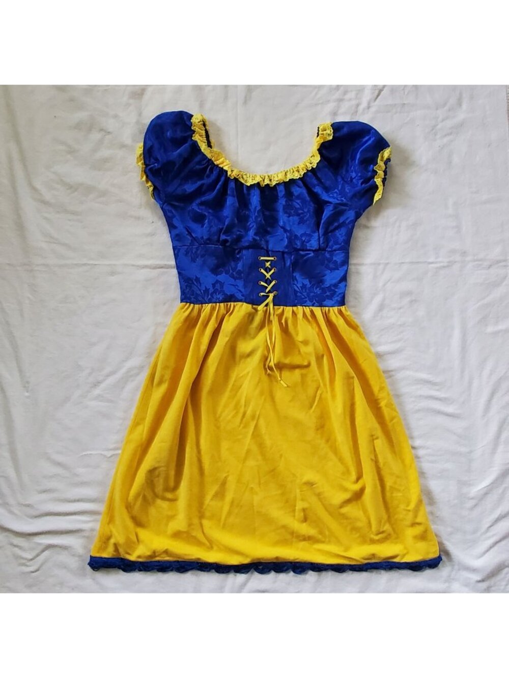 Costume Dress Corset Blue Yellow Short Sleeve Snow White Inspired Handmade